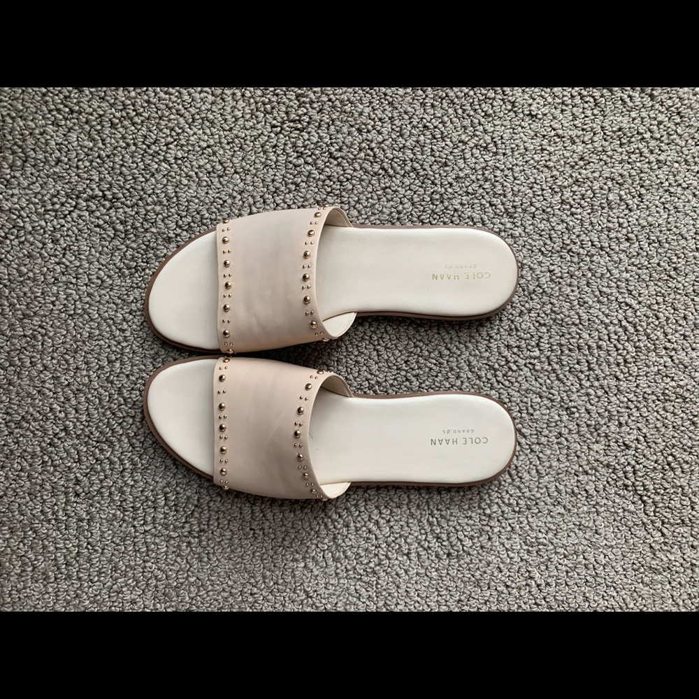 Come Haan leather nude slides 9.5